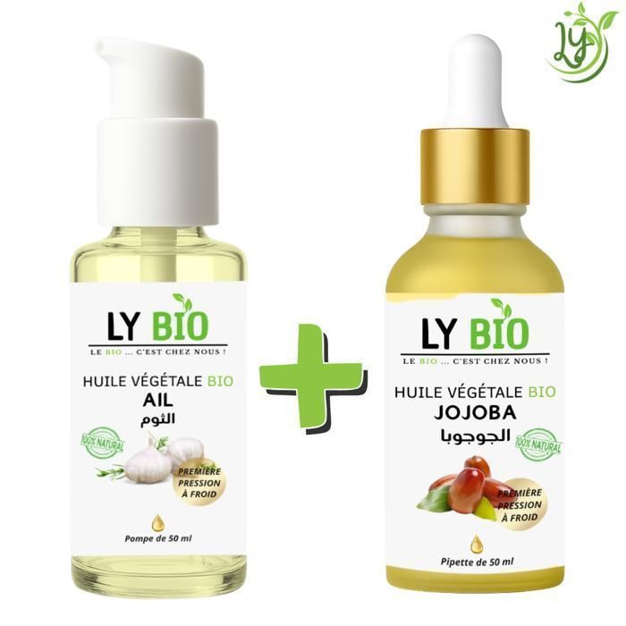 HUILE - LYBIO - PACK HUILE AIL 50ML + HUILE JOJOBA 50ML - Soin Cheveux - Hydratation - Anti-chute