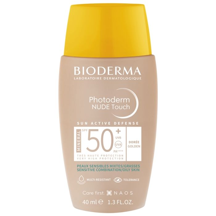 Crème Solaire - Bioderma - Photoderm Nude Touch - SPF50 - Teinté Medium - Peaux Sensibles