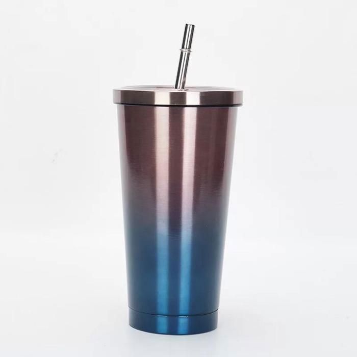 Gobelet en métal isolé - MARQUE - 500 ML - Isolation thermique - Couvercle anti-fuites - Design élégant