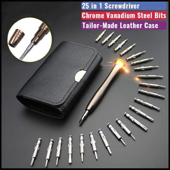 Jeu de Tournevis de Précision 25 en 1, Torx Électronique, Kit d'Outils de Réparation d'Ouverture pour iPhone, Caméra, Montre, Tablet