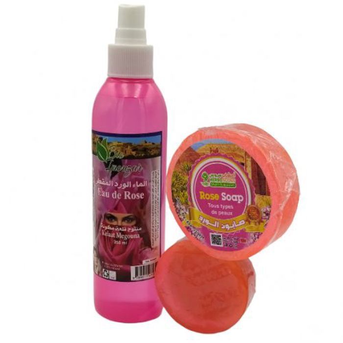 Eau de rose et savon de rose - HERBO SOUSS - 250ml + 50g - Bio - Naturel - Pur 100%