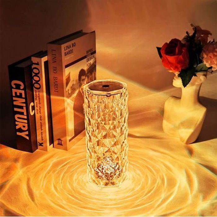 Lampe de Table - Crystal - Rose - LED Tactile - 16 Couleurs - Design Diamant