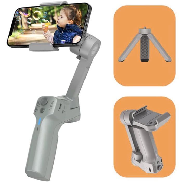 Moza Mini-MX Gimbal 3 Axes pour Smartphone - Stabilisateur Intelligent, Selfie Stick, Vlog & Bluetooth - Couleur Aléatoire