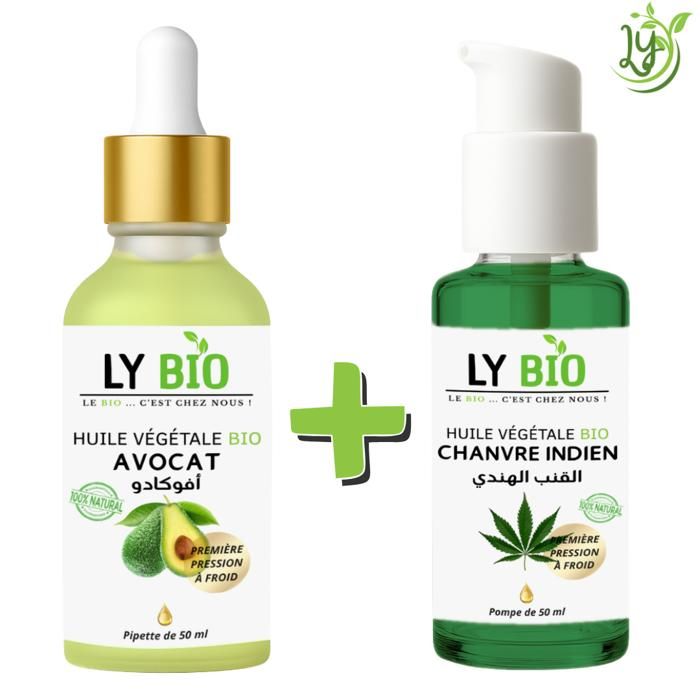 LYBIO PACK HUILE AVOCAT 50ml - PIPETTE + HUILE CHANVRE 50ML - POMPE