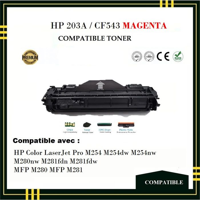 Toner - HP - 203A - Rouge - Compatible - Pack de 4