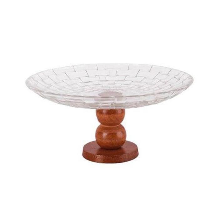 Présentoir en verre sur pied - MARQUE - 20 cm - Rond - Marron - Élégance Chic