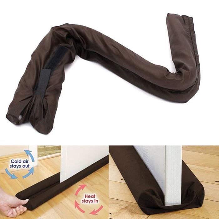 Boudin de porte double face pour protéger votre porte/fenêtre - Marron - Tissu - Intérieur - 90 x 12cm