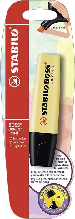 Surligneur - Stabilo - BOSS Original - Jaune Poudré - Technologie Anti-Dry-Out - 2 Largeurs de Traçage