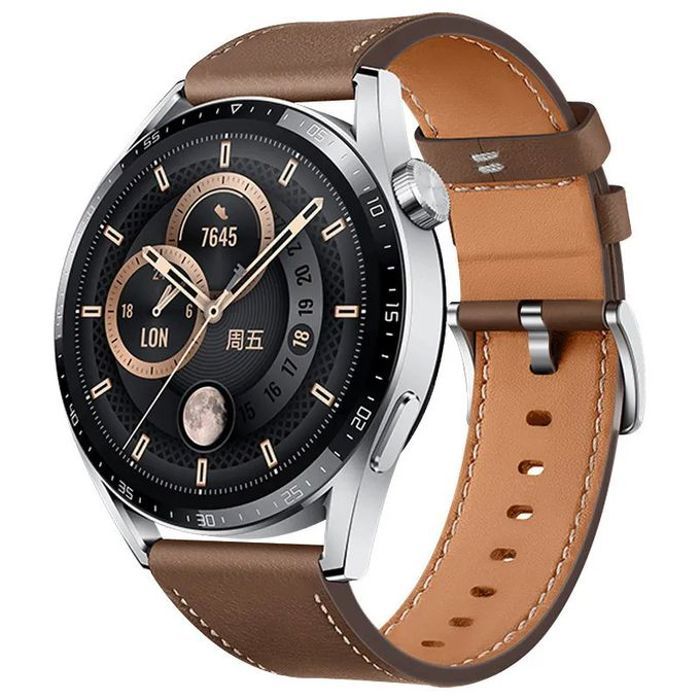 Bracelet 22mm en cuir Marron pour Huawei Watch GT4 46mm / GT3 / GT3 Pro / GT2 / GT2 Pro