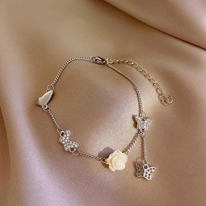 Clémentine Paris Bracelet en forme de papillon et rose - BS002