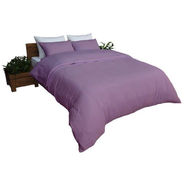 Housse de couette Uni Violet + 2 taies d’oreiller (2places) 240x260 cm // Doux & Antiallérgique