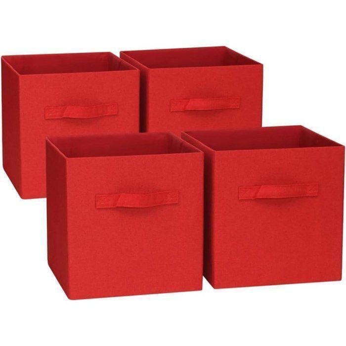 Boîte de rangement - ADZA - Organisateur pliable - 4 pièces - Rouge - Non tissé