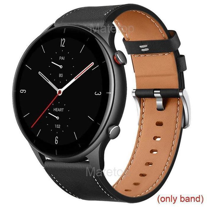 Bracelet en Cuir 22mm Noir pour Xiaomi Watch S1 / Xiaomi Watch S1 Active