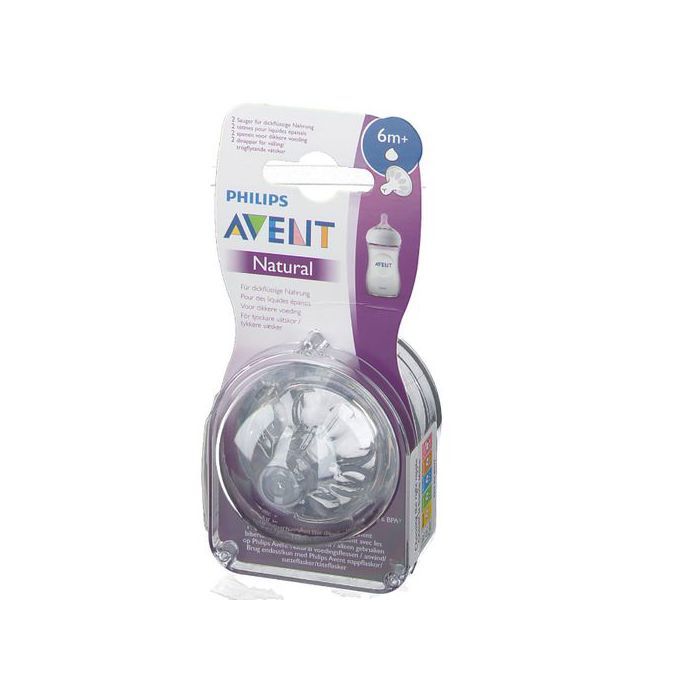 Avent LOT DE 2 TÉTINES SILICONE NATURAL +6 MOIS