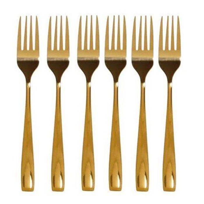 Set de 6 fourchettes à dîner en acier inoxydable en Doré, Grandes fourchettes