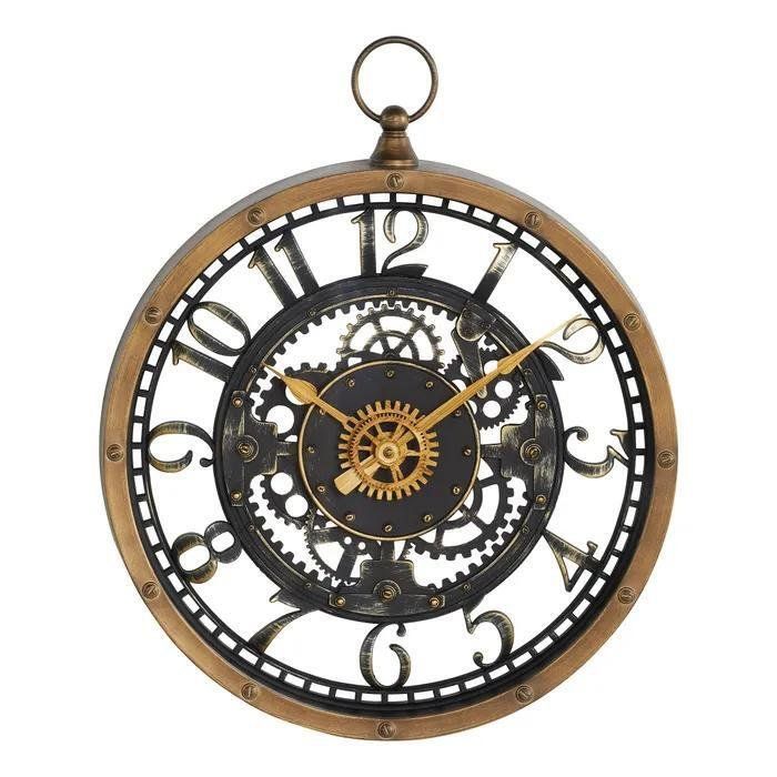Horloge - Décoration murale - Marron - Rond - D27 cm - Intérieur