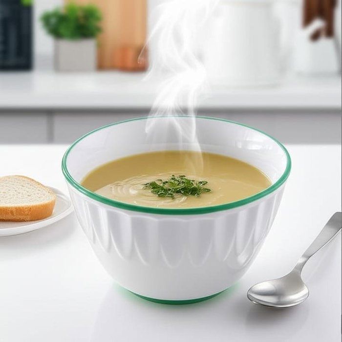 Bol à soupe en céramique blanche avec bord vert – Design moderne,13 × 8 CM