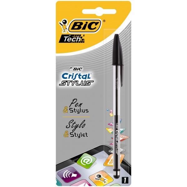 Stylo et Stylet Bic Cristal Stylus noir Pour tablette