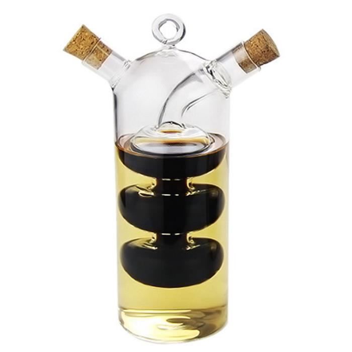 2-En-1 Double Couche Bouteille Sauce Huile Vinaigre Bouteille en Verre Condiment Assaisonnement Scellé Cuisine Stockage