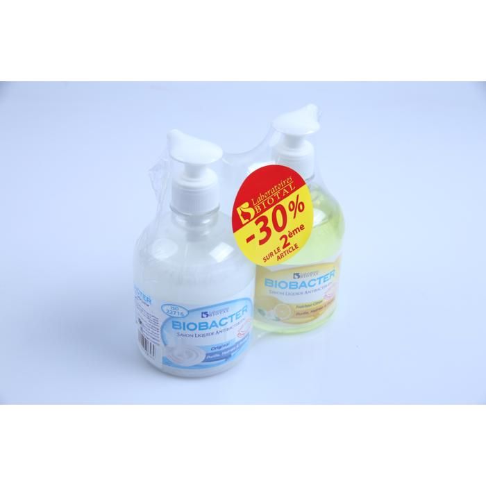 Lot de 2 savons liquides Biobacter citron + original 500 ml