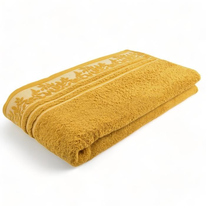 SERVIETTE JACQUARD MOUTARDE 100X150 - 550 G