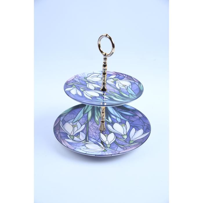 Présentoir - LUXUS - SR15/9 - 2 Étages - Verre - Motifs Fleurs