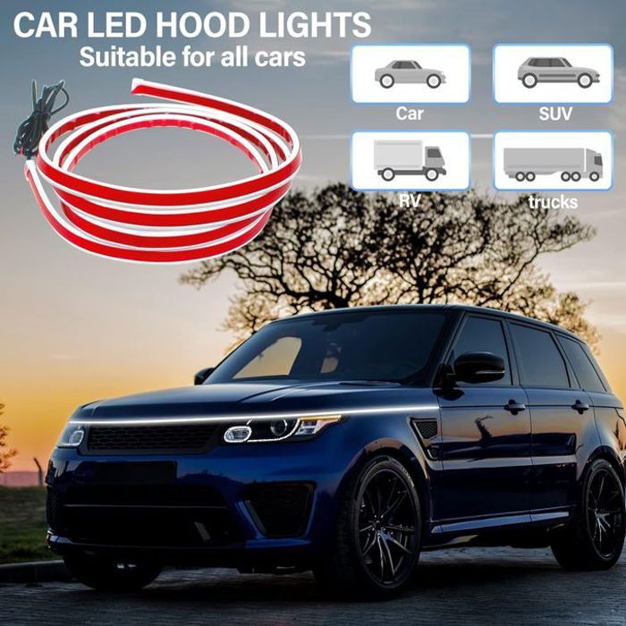 Bande lumineuse led décorative pour capot de voiture