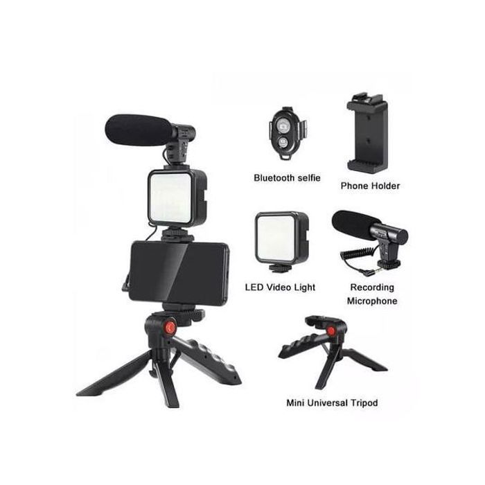 Kit Vidéo Vlogging AY49 : Microphone, Trépied, Télécommande et Lumière