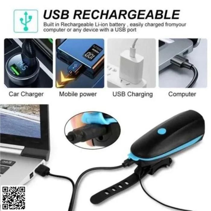 Lampe de vélo - Non spécifié - Rechargeable USB - Étanche - 3 modes d’éclairage - Noir