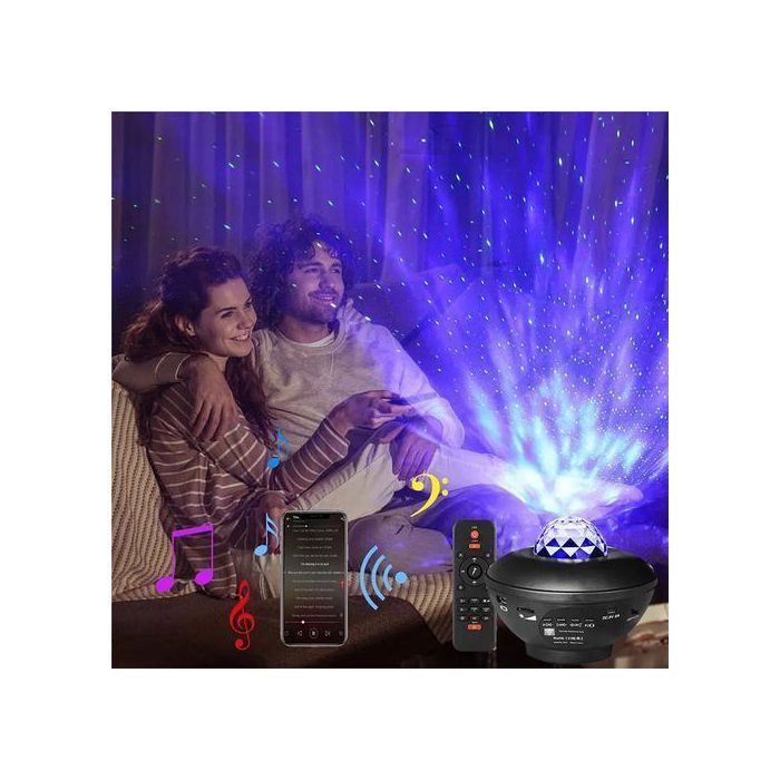 Projecteur LED - Galaxy - Lumière d'Ambiance - Enceinte Bluetooth - 16 Effets de Lumière