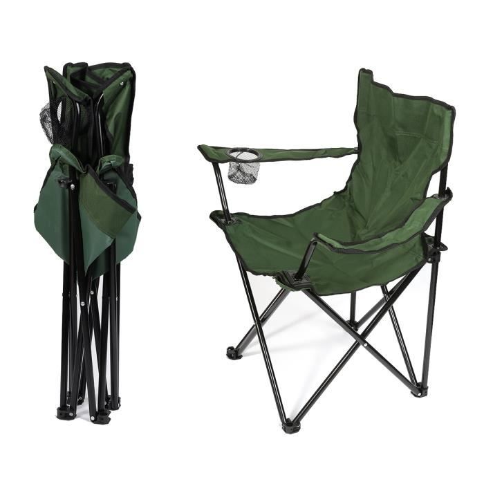 Fauteuil - Confortable - Vert - Housse Pliante - Métal - Usage Jardin