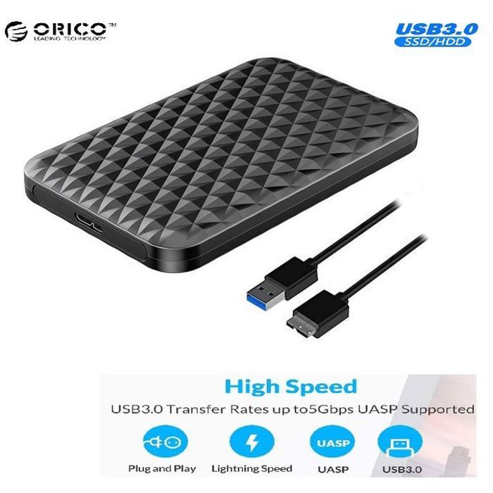 Orico Boitiers externes portables pour disque dur SATA USB3.0 -2,5pouces prends en charge jusqu'à 4 To