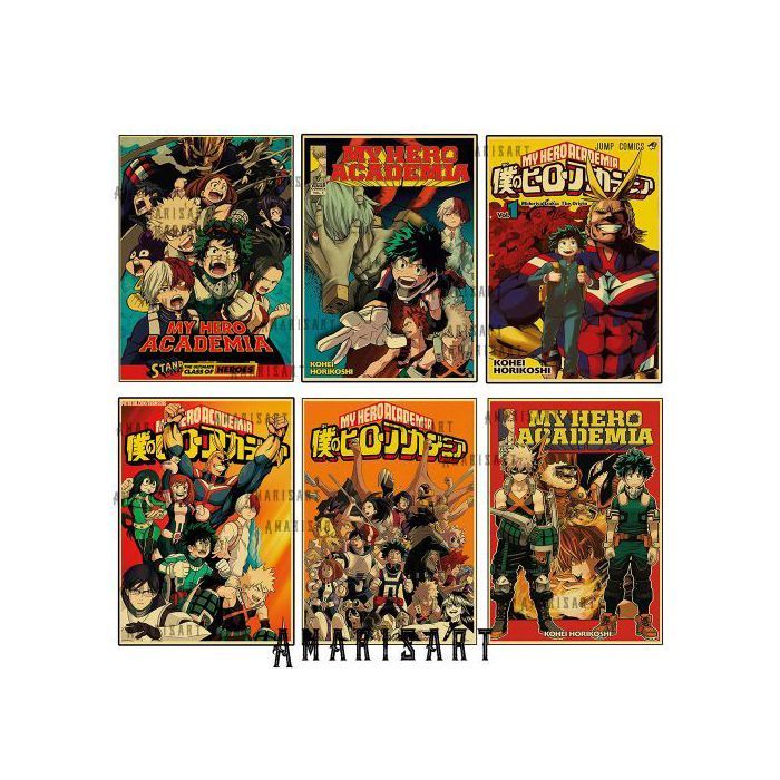 Affiches Décoratives - Amarisart - My Hero Academia - 6 PCS - A5 - Multicolore