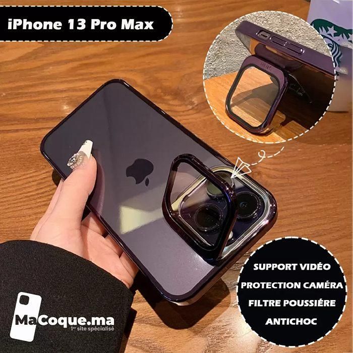Purple Coque iPhone 13 Pro Max en Métal / Support Caméra Transparente