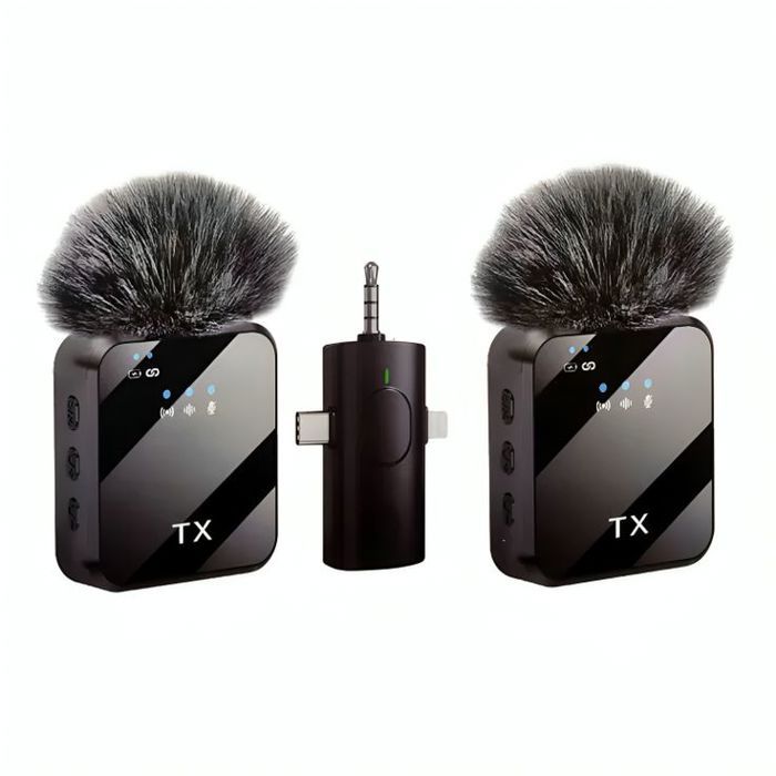 Microphone  2 en 1 sans fil F11-2 pour iPhone/Android et Type C, suppression du bruit à 99 %