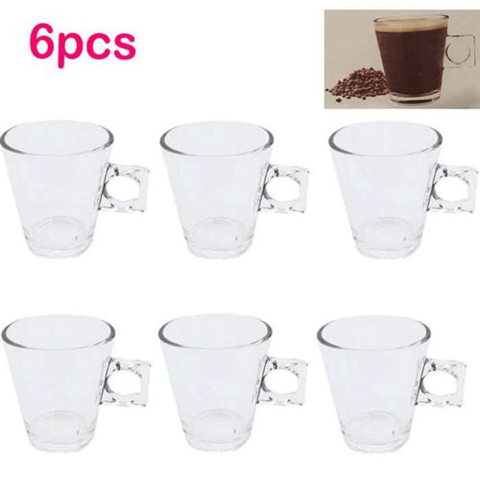 Tasse à thé en verre avec poignée 80ml, service à thé épais et Transparent pour le thé et le café, verre résistant à la chaleur