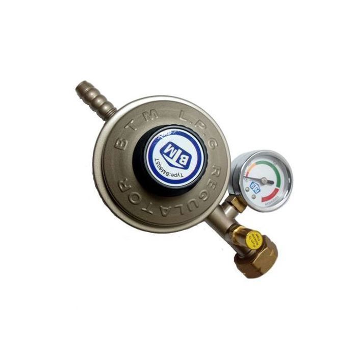Régulateur de Gaz Butane - BTM - Manomètre - Sécurité intégrée - Acier - 16x10x8 cm