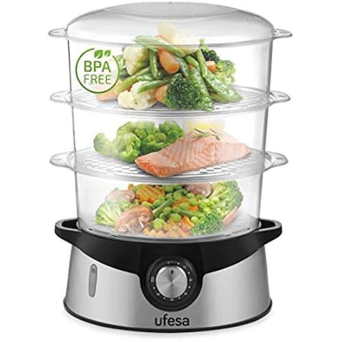 Cuiseur Vapeur - UFESA - CV4000 - 800W - 3 Plateaux - Capacité 9L