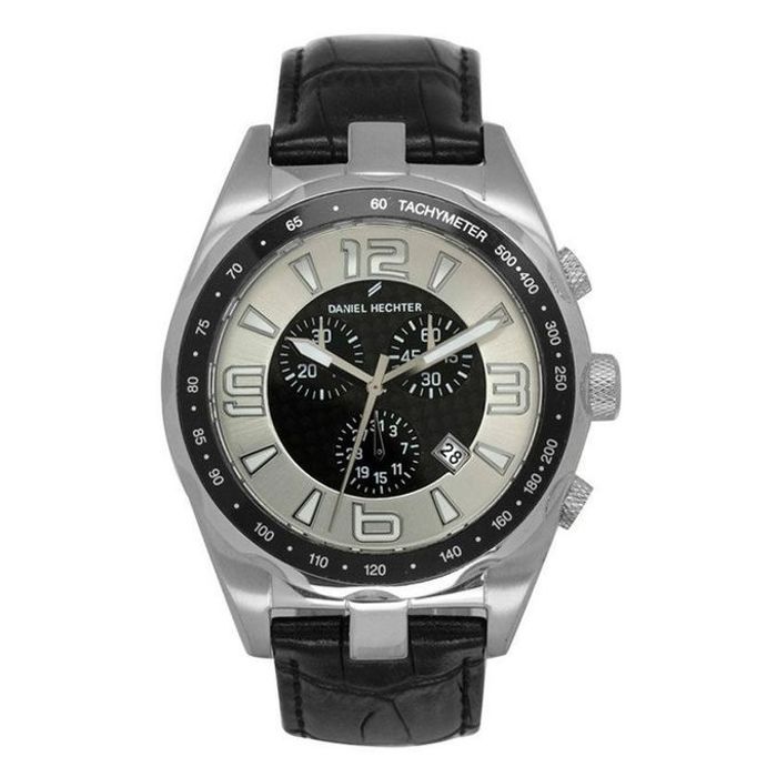 Montre - DANIEL HECHTER - DHH005/FA - Chronographe - Cuir Noir - Cadran Argenté - 44 mm