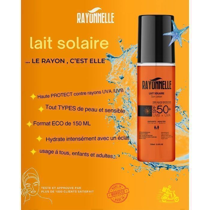 Lait Solaire - GENERIC - SPF 50+ - Très Haute Protection - Résistant à l'eau - Hydratant