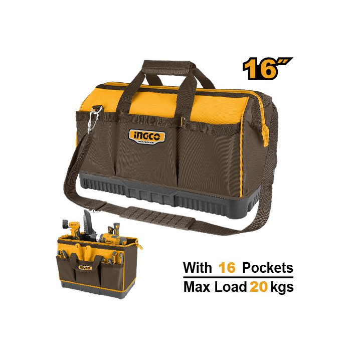 INGCO - Sac à outils 16" 16poches base renforcée
