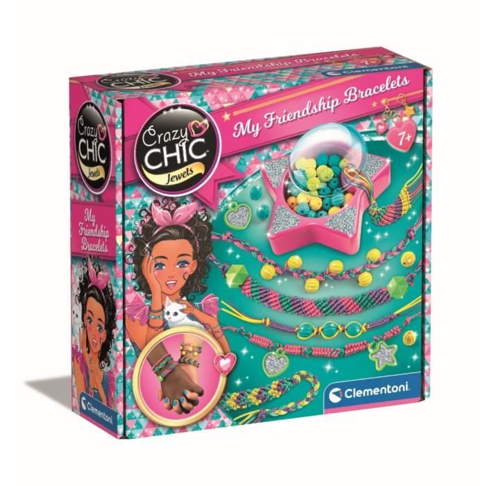 Clementoni Crazy Chic - Coffret création de bracelets de l'amitié - Perles et fils - Dès 7ans