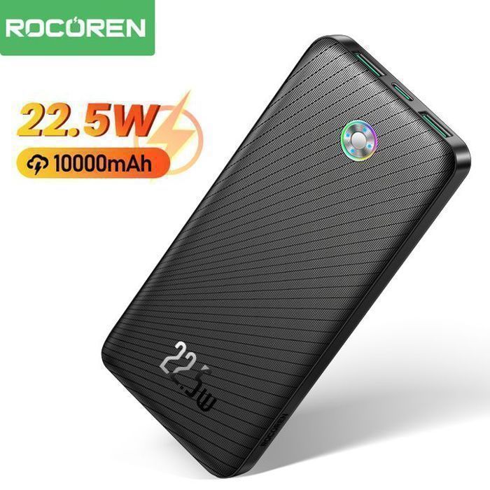 Rocoren Haoyue Plus Fast Charge Power Bank 10000mAh 22.5W BLack (Wiring: Simple Series A TO C 3A 0.5m Black)