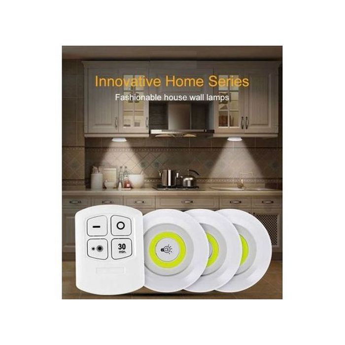 Sans fil 3 lampes cob led night light pour armoire avec télécommande