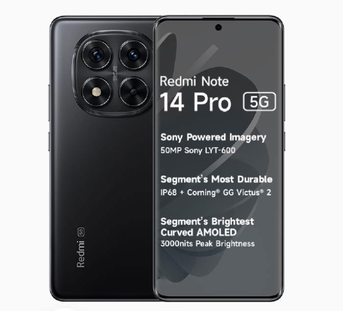 Xiaomi Svart Smartphone 5G - Redmi Note 14 Pro - 8Go Ram - 256Go Rom