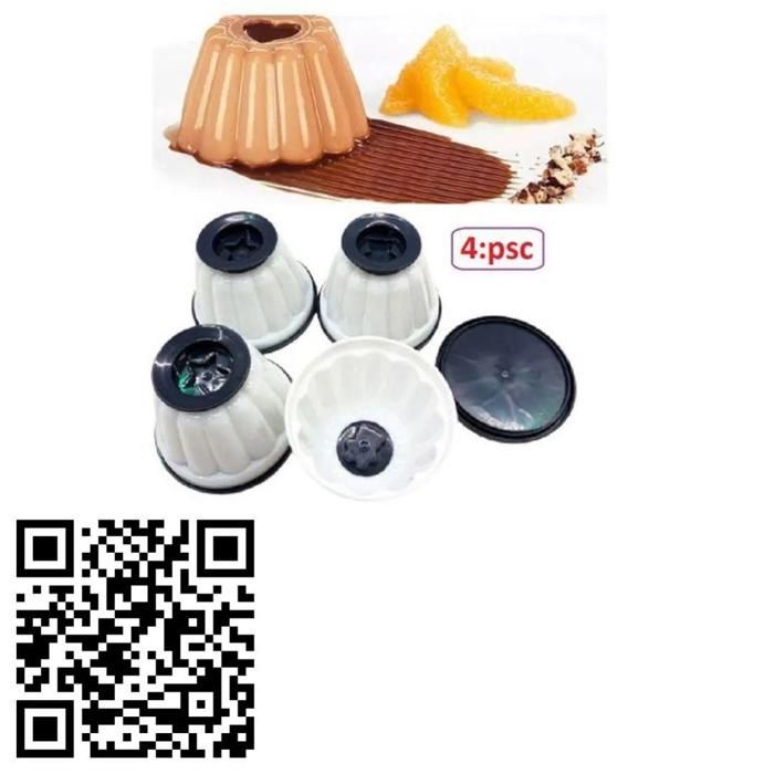 Lot de 4 Moules à Flan en Plastique avec Couvercles