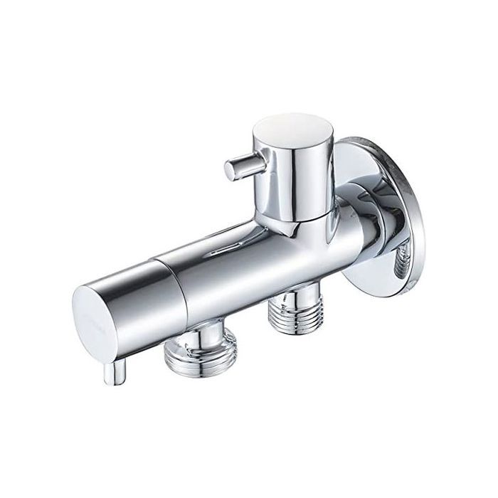 Robinet d'Arret - Chromé - 1/2" * 3/8" - Eau froide - Douche - Laiton