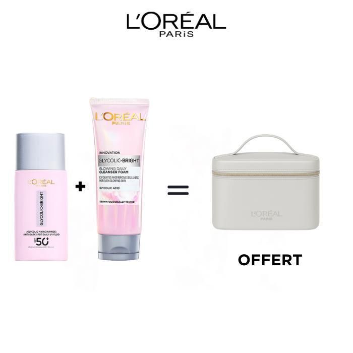 Routine Skincare Glycolic - L'OREAL PARIS - Glyco Sun SPF30 - Gel Nettoyant 100ml - Trousse