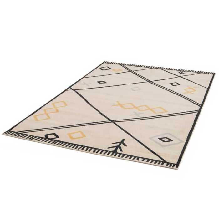 Tapis - CANVAS - n°9 - Moderne - 160x230 cm - Synthétique - Beige, Noir