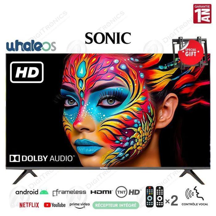 32 Smart tv HD Système WhaleOS avec Dolby Audio, Récepteur Intégré, TNT HD